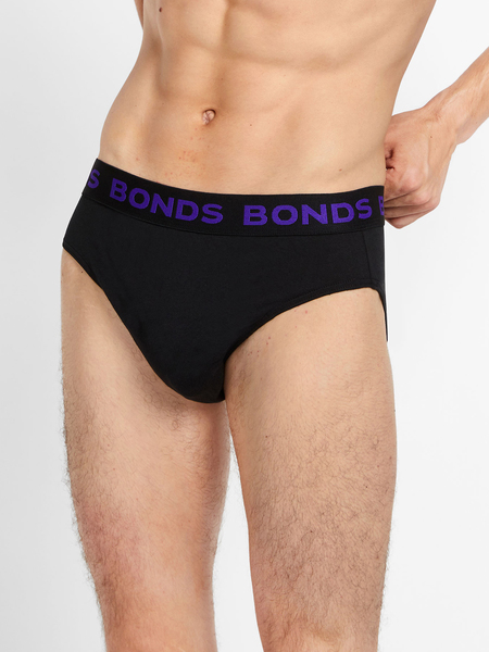 Bonds 5 Pack Mens Assorted Black Cotton Hipster Briefs Comfy Undies  Underwear