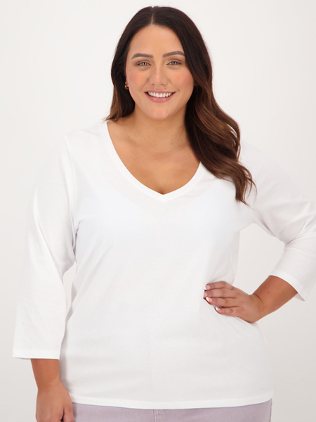 Womens Plus Size Australian Cotton 3/4 Sleeve Top