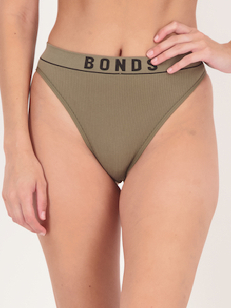 Bonds Women's Move Rib Seamless Crop - Khaki - Size XL