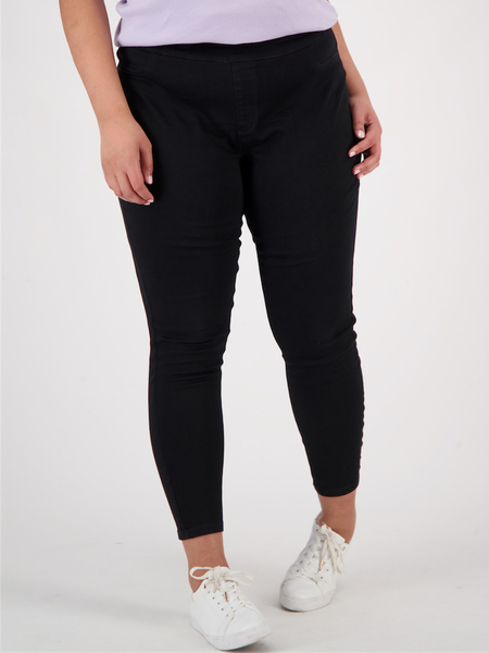 Black Womens Plus Size Soft Touch 7/8 Jeggings