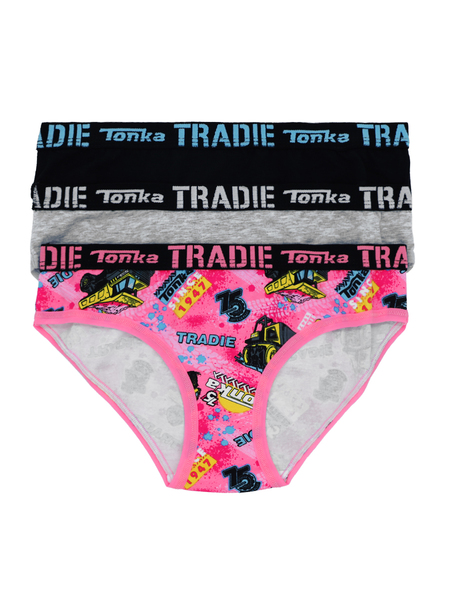 Tradie Girl's Bikini Brief 3 Pack - Multi - Size 14-16