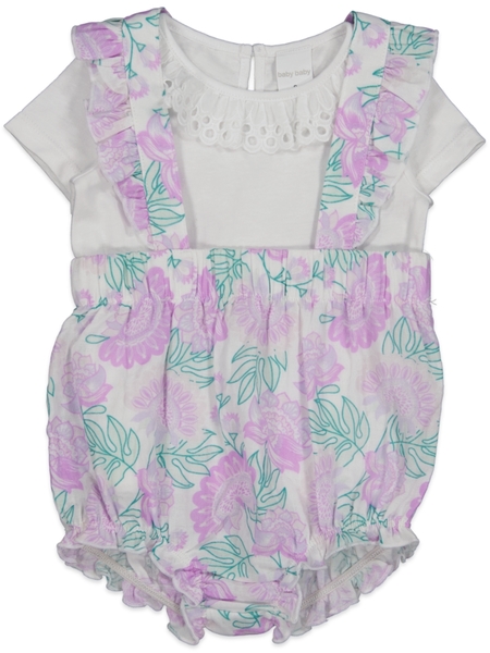 Baby Tee And Shortall Outfit Set