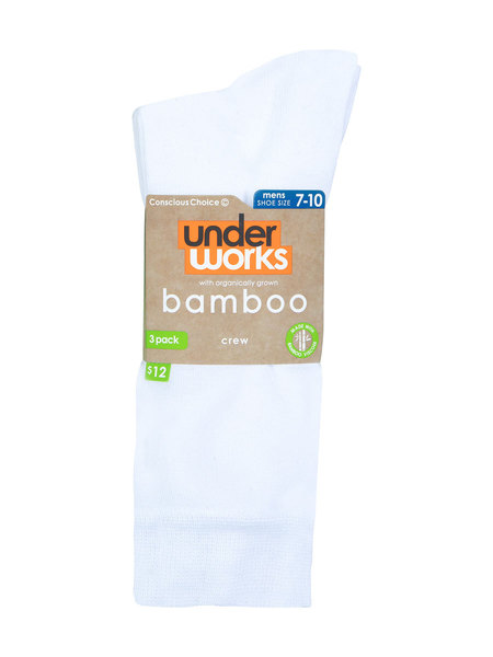 Underworks Mens 3Pk Eco Friendly Bamboo Crew Sock