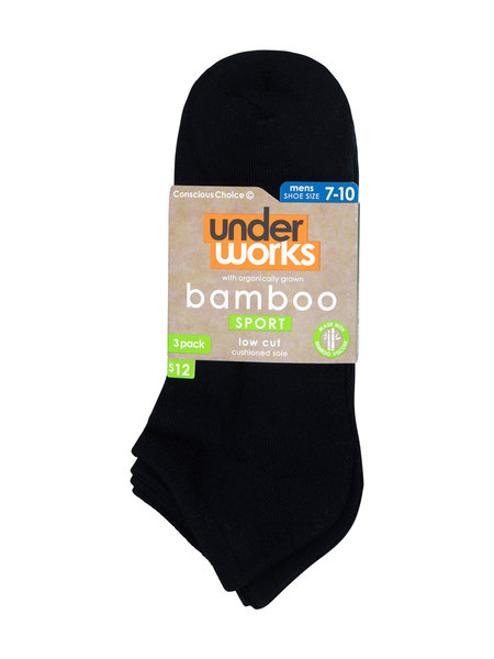 Underworks 3Pk Bamboo Low Cut Sock Mens