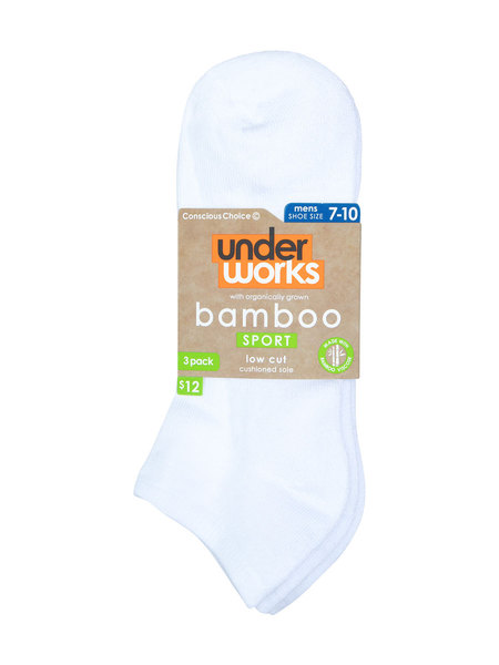 Underworks 3Pk Bamboo Low Cut Sock Mens