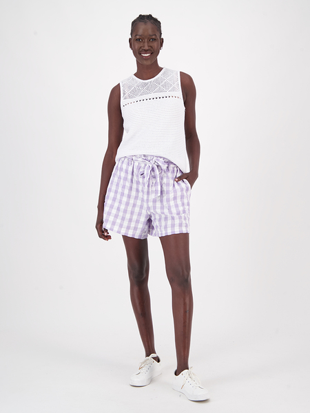 Womens Tie Front Gingham Short