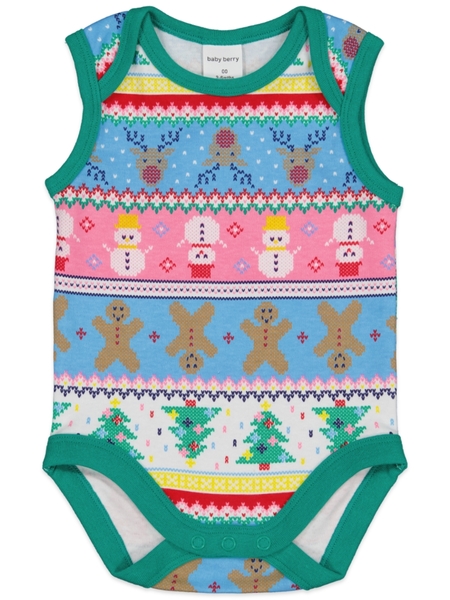 Baby Christmas Cotton Sleeveless Bodysuit