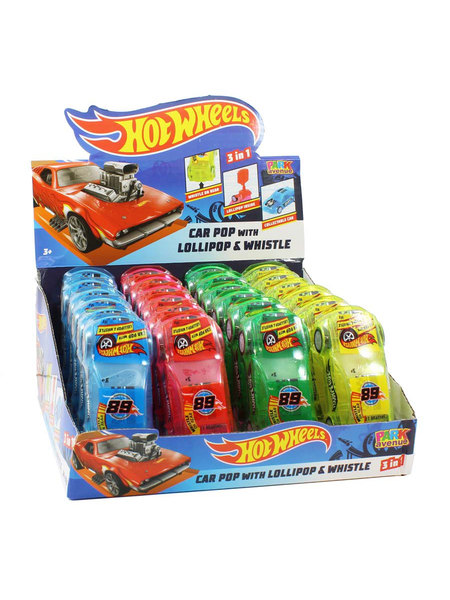Hot Wheels Kids Assorted Car Pop Lollipops/Whistle