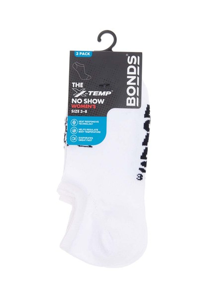 White X-Temp No Show 3 Pack Bonds Socks