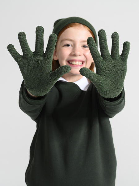 Kids School Gloves - Bottle Green