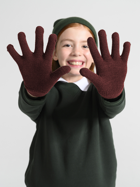 Kids School Gloves - Maroon