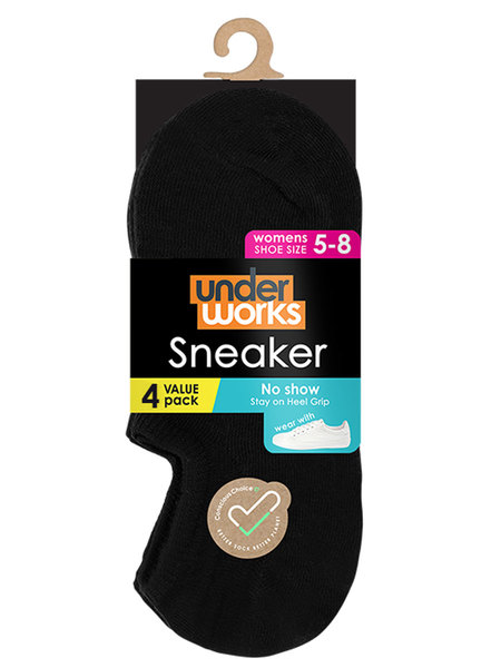 Womens Underworks 4Pk Sneaker Sock