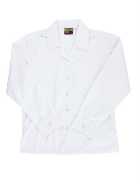 Long Sleeve School Blouse - White