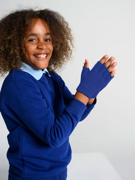 Kids School Fingerless Gloves - Royal Blue