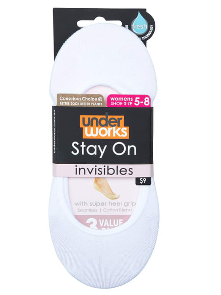 INVISIBLE FOOTLET 3PK UNDERWORKS WOMENS