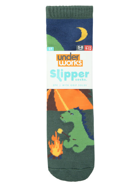 Kids 2Pk Underworks Slipper Socks