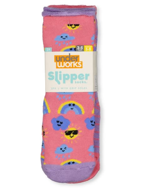 Kids Underworks 2Pk Novelty Slipper Socks