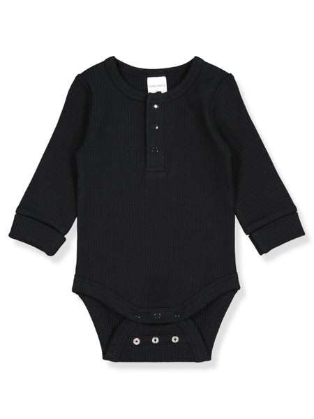 Black Baby Long Sleeve Rib Bodysuit