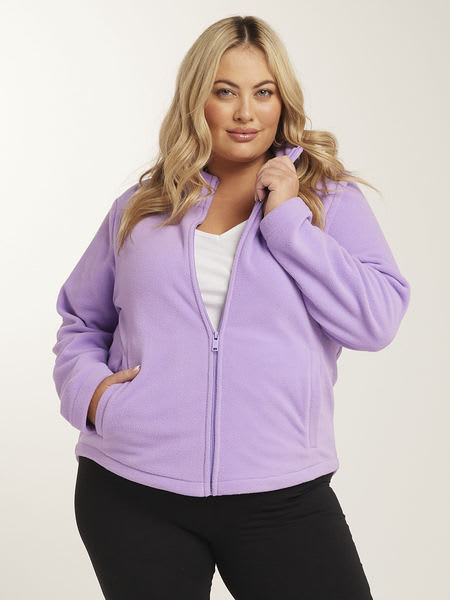Light purple Womens Plus Size Polar Fleece Jacket