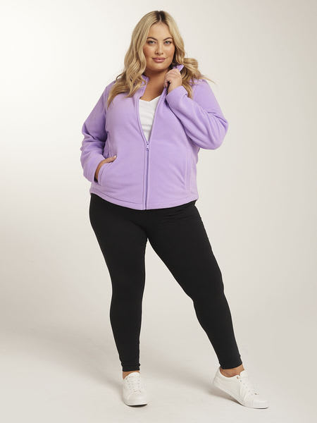 Women's Full Length Plus Size Purple High Waisted Thick Fleece