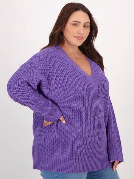 Womens Plus Size V Neck Pullover