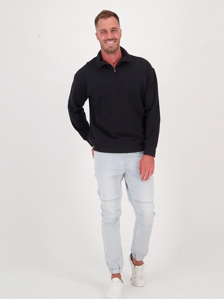 Mens Australian Cotton Blend Qtr Zip Sweater