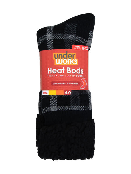 Heat Bods Sherpa Lined Bed Sock Underworks Mens
