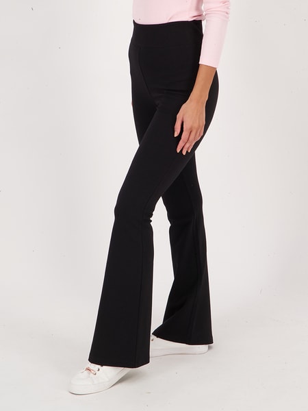 Basic Black Jersey Flared Trousers