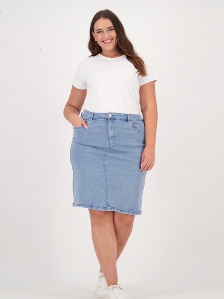 Womens Plus Size Denim Pencil Skirt