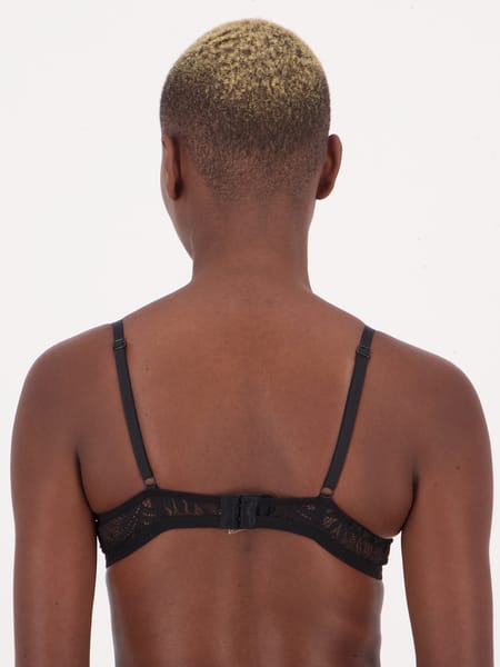 Push-up Bra with Lace Back - Black - Ladies