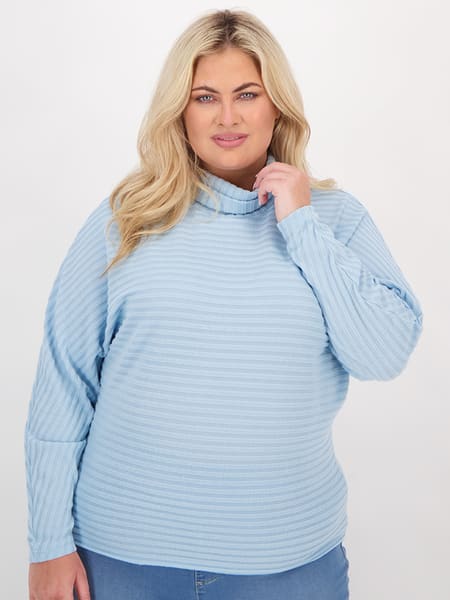 Womens Plus Size Textured Roll Neck Top