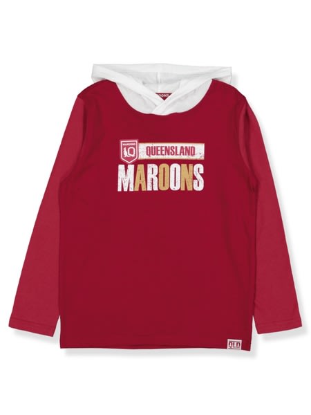 QLD Maroons State Of Origin Youth Hood T-Shirt