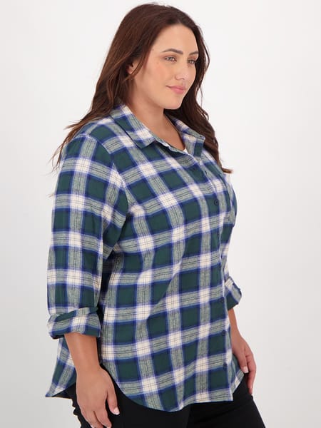 Womens Plus Size Long Sleeve Check Shirt