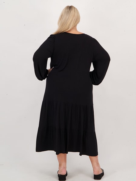Womens Plus Size Long Sleeve Midi Dress