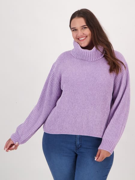 Womens Plus Size Chenille Roll Neck