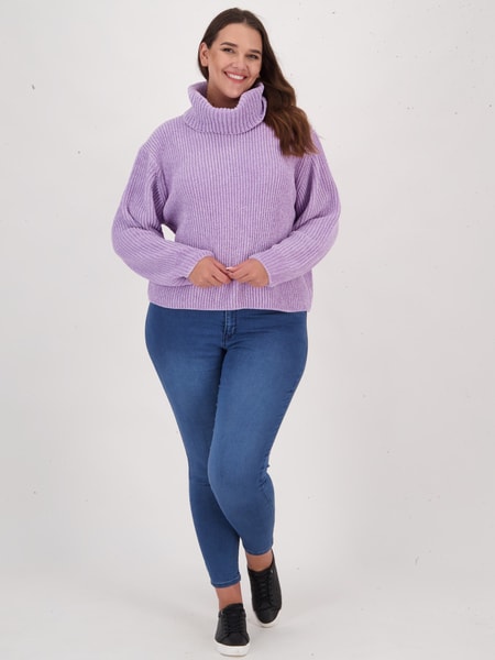 Womens Plus Size Chenille Roll Neck