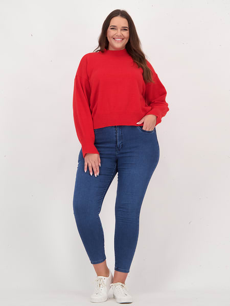 Red Womens Plus Size Knit Jumper