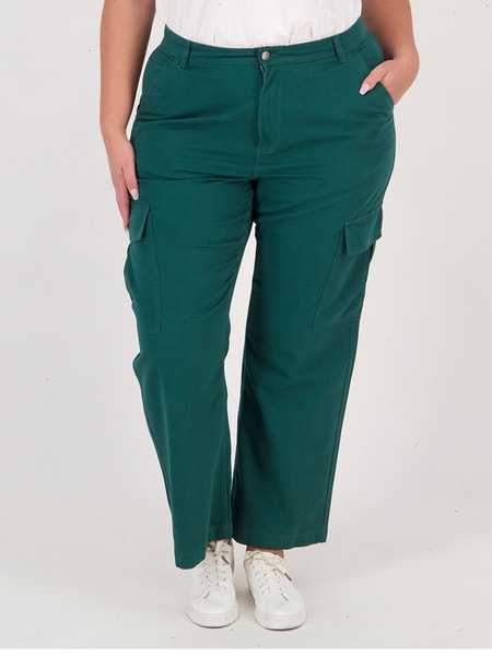 Dark green Womens Plus Size Cargo Pant