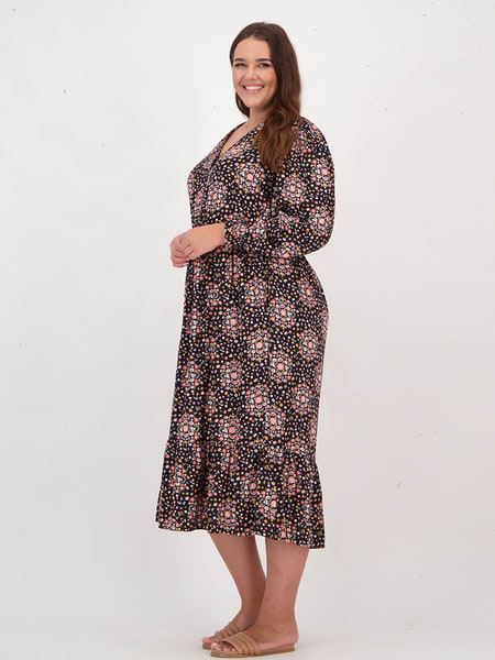 Womens Plus Size Long Sleeve Maxi Dress