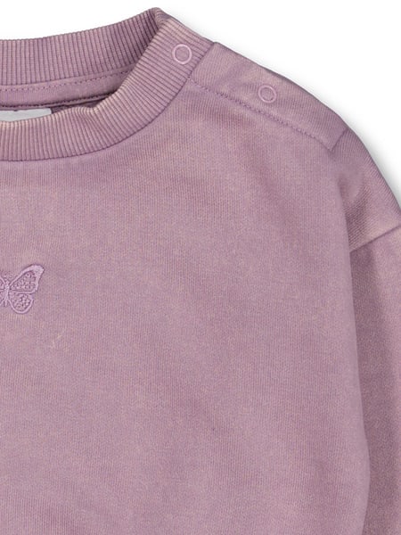 Baby Garment Dyed Fleece Sweat With Embroidery
