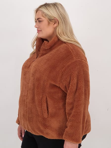 Womens Plus Size 1/4 Zip Fluffy Fleece
