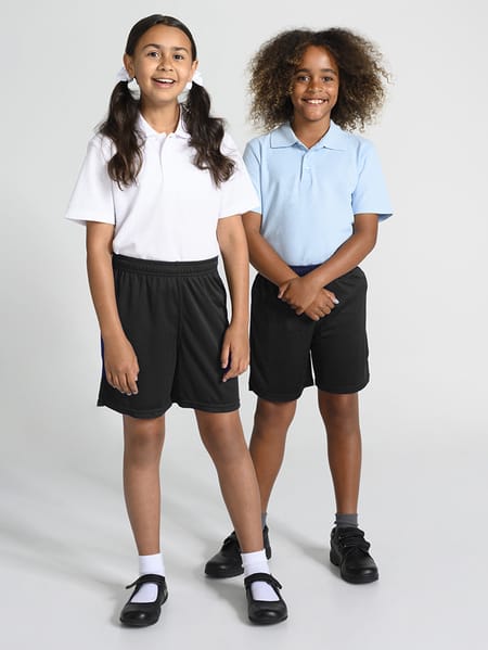 Kids Reversible Mesh School Shorts - Black