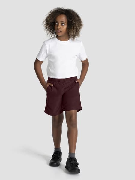 Kids Microfibre School Shorts - Maroon