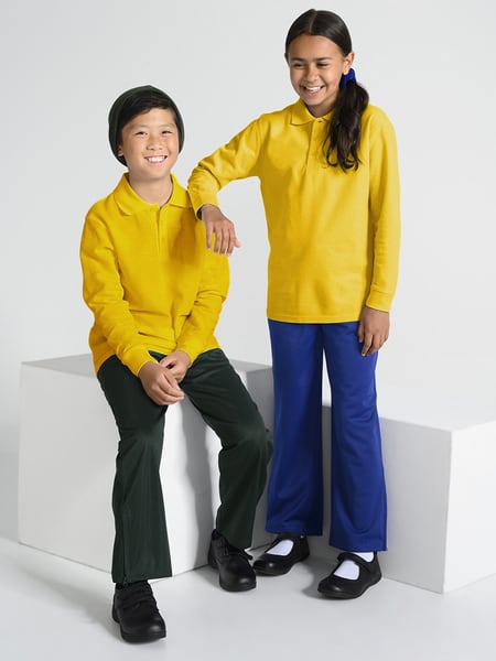 Kids Long Sleeve Polo Shirt - Gold