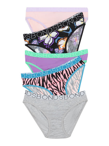 Bonds Girls Everyday Bikini Briefs 7 Pack - Multi - Size 4-6