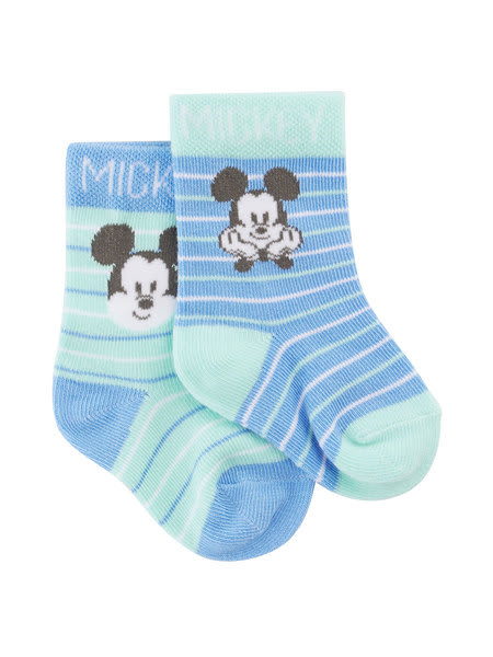Multi colour Baby Disney 2 Pack Mickey Mouse Socks