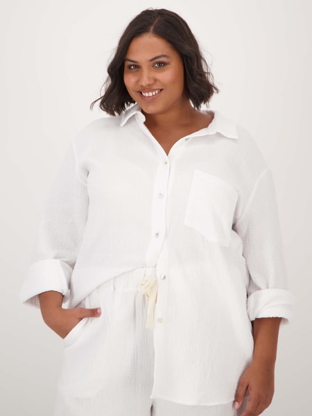 Womens Plus Size Long Sleeve Cotton Shirt