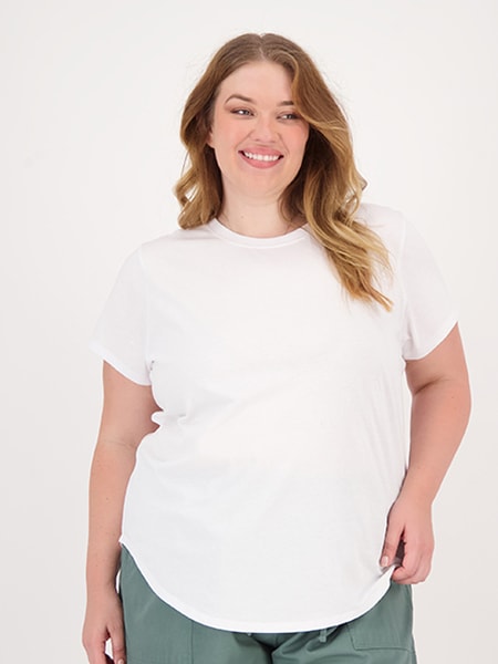 Women's White Plus Basic Scoop Neck T-Shirt
