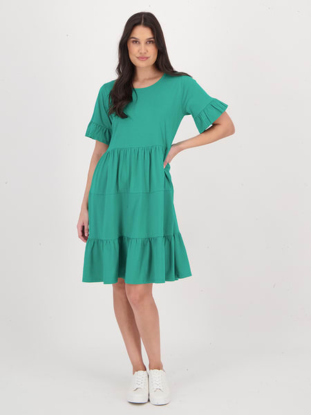 Medium green Womens Tier Frill Sleeve Dress | Best&Less™ Online