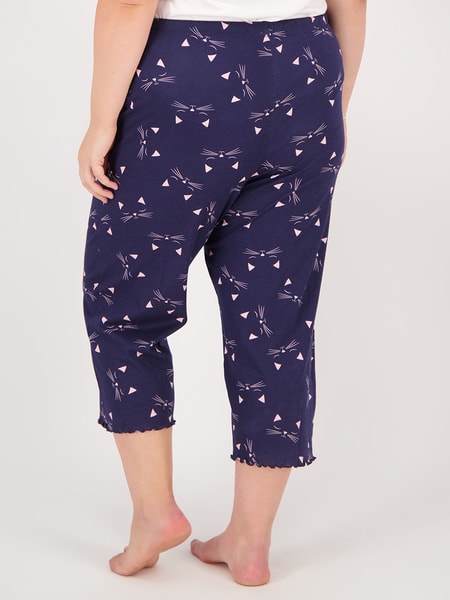 Women's Capri Jersey Knit Pajama Lounge Pant Available In Plus